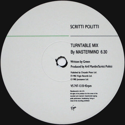 Scritti Politti With Ranking Ann : The Word Girl (Flesh & Blood) (12", Single, Ltd)
