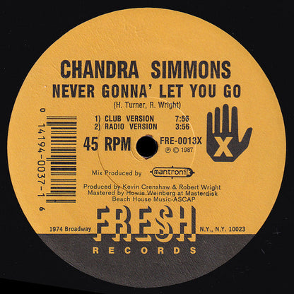 Chandra Simmons : Never Gonna' Let You Go (12")