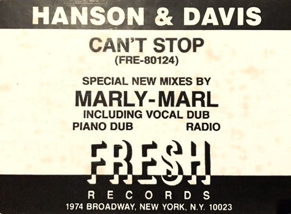 Hanson & Davis : Can't Stop (12")