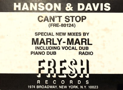 Hanson & Davis : Can't Stop (12")