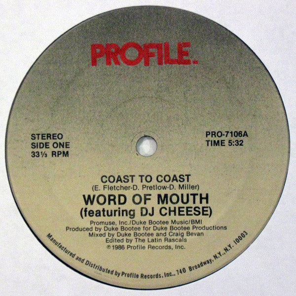 Word Of Mouth (2) Featuring DJ Cheese : Coast To Coast (12")