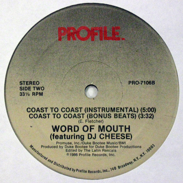 Word Of Mouth (2) Featuring DJ Cheese : Coast To Coast (12")