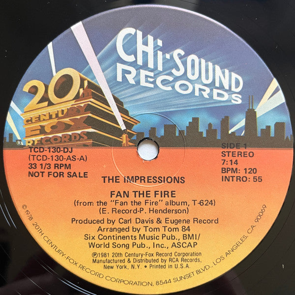 The Impressions : Fan The Fire (12", Promo)