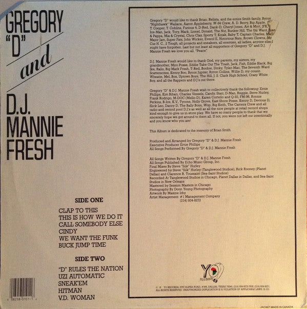 Gregory "D"* And D.J. Mannie Fresh* : "D" Rules The Nation (LP, Album, Gat)
