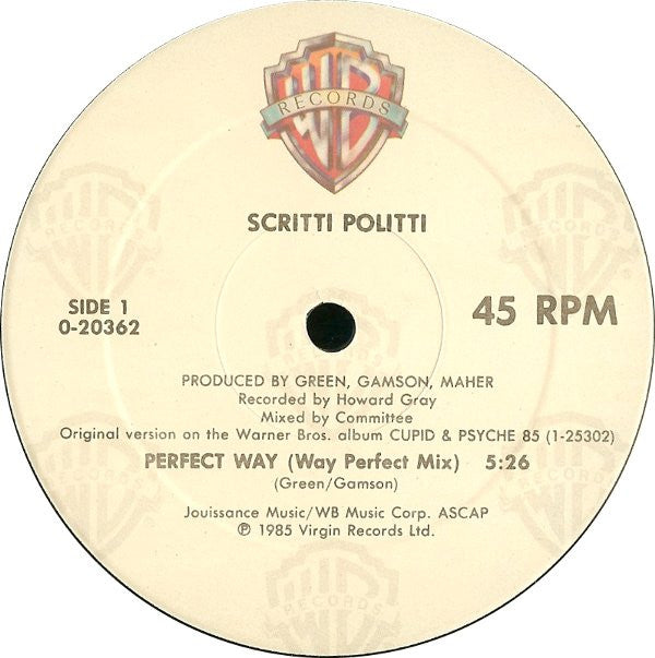 Scritti Politti : Perfect Way (12", Maxi, SRC)
