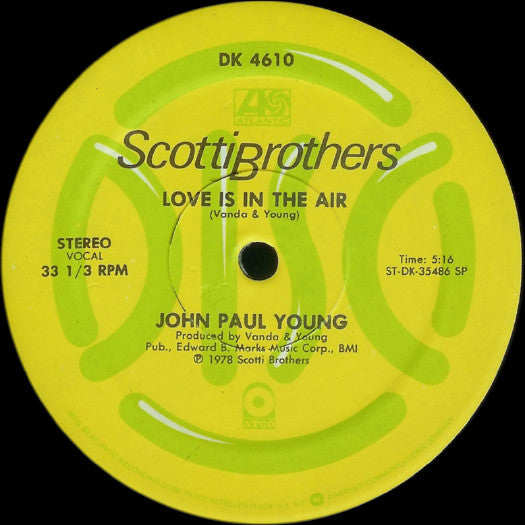 John Paul Young : Love Is In The Air (12", Single)