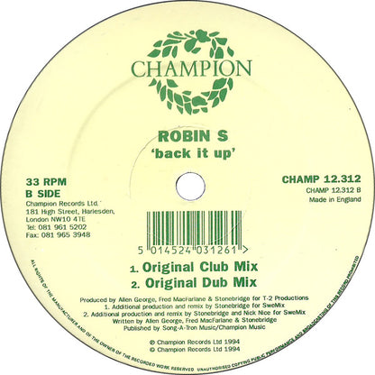 Robin S* : Back It Up (12")