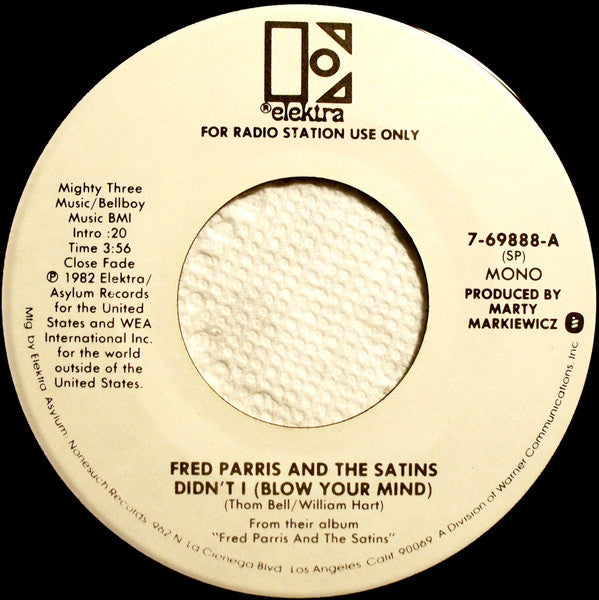 Fred Parris And The Satins* : Didn't I (Blow Your Mind) (7", Mono, Promo, Spe)