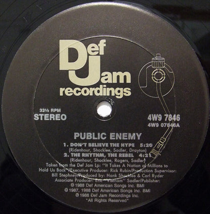 Public Enemy : Don't Believe The Hype (12", M/Print)