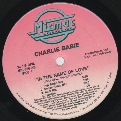 Charlie Babie : In The Name Of Love (12", Promo)