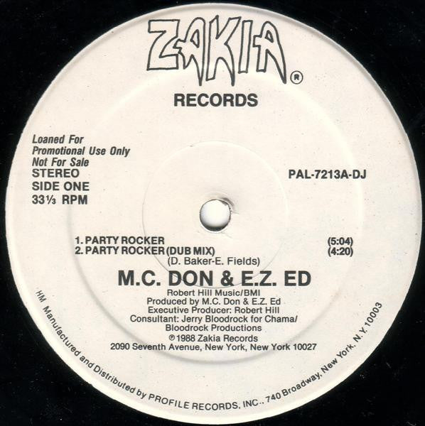 M.C. Don & E.Z. Ed* : Party Rocker / Beware Of The Beat (12", Promo)