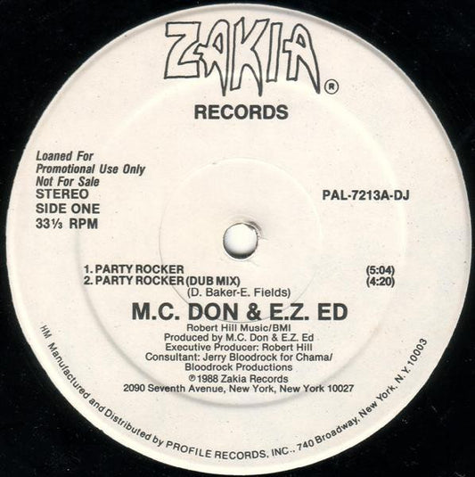 M.C. Don & E.Z. Ed* : Party Rocker / Beware Of The Beat (12", Promo)
