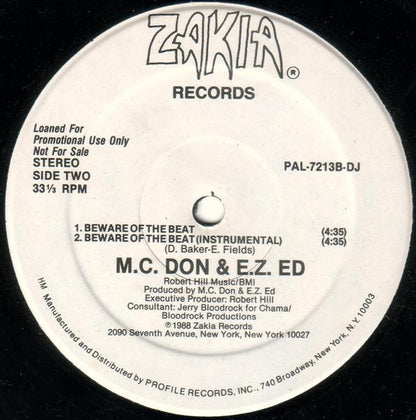 M.C. Don & E.Z. Ed* : Party Rocker / Beware Of The Beat (12", Promo)