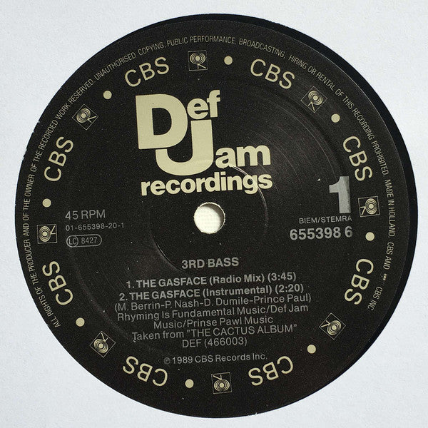 3rd Bass : The Gas Face (12", Maxi)