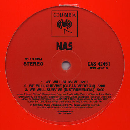 Nas : You Won’t See Me Tonight / We Will Survive (12", Promo, Red)