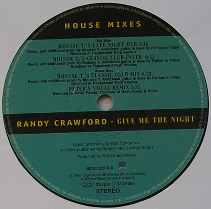 Randy Crawford : Give Me The Night (House Mixes) (12")
