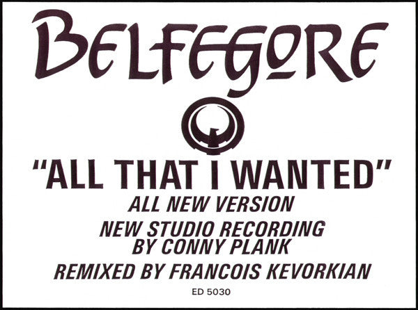 Belfegore : All That I Wanted (12", Promo)