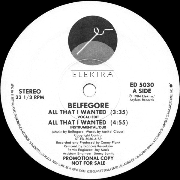 Belfegore : All That I Wanted (12", Promo)