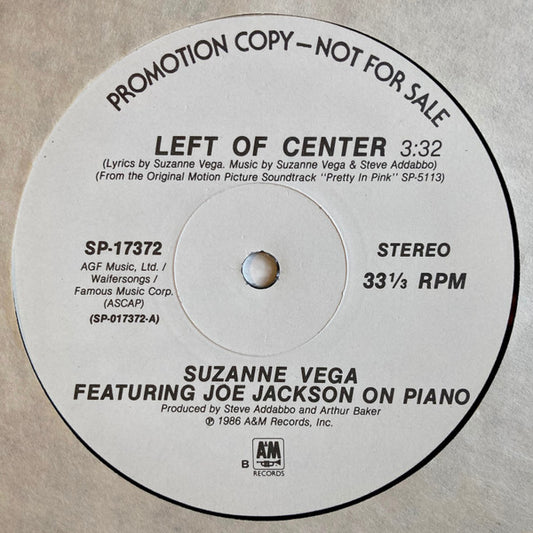 Suzanne Vega Featuring Joe Jackson : Left Of Center (12", Promo)