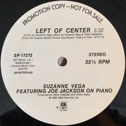 Suzanne Vega Featuring Joe Jackson : Left Of Center (12", Promo)
