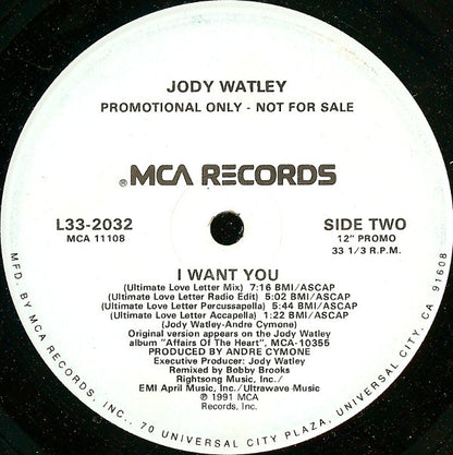 Jody Watley : I Want You (12", Promo)