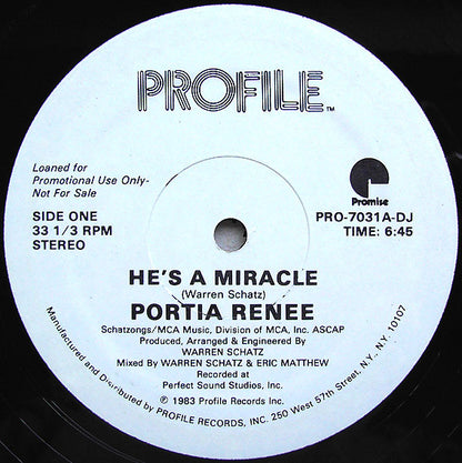 Portia Renee : He's A Miracle (12", Single, Promo)