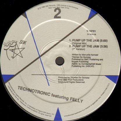 Technotronic Featuring Felly : Pump Up The Jam (12", Single)
