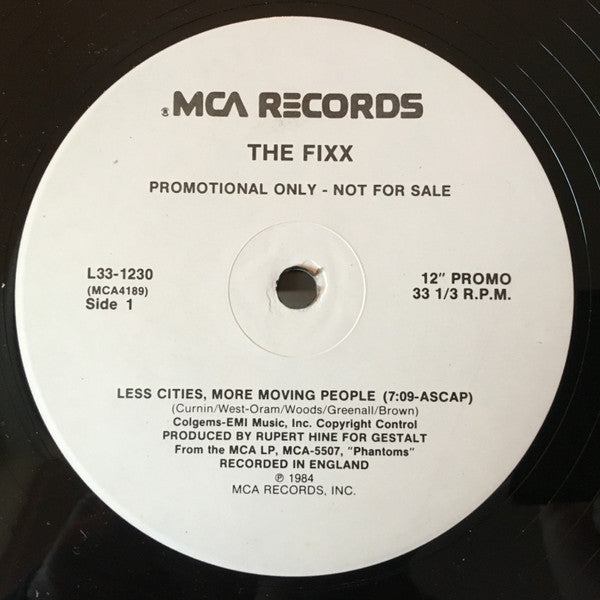 The Fixx : Less Cities,  More Moving People (12", Promo, Pin)
