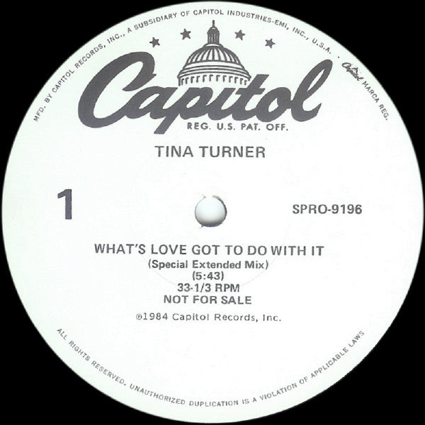 Tina Turner : What's Love Got To Do With It (Special Extended Mix) (12", Promo)