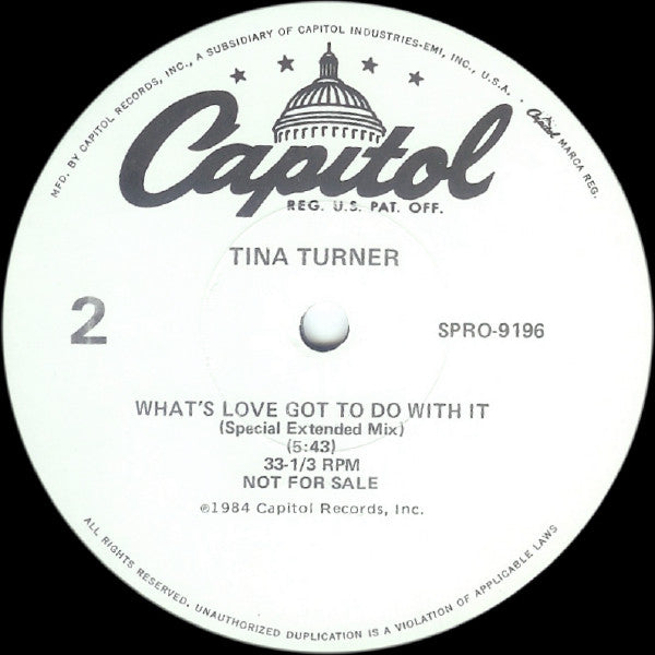 Tina Turner : What's Love Got To Do With It (Special Extended Mix) (12", Promo)