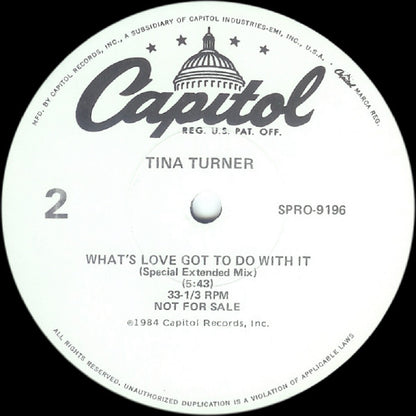 Tina Turner : What's Love Got To Do With It (Special Extended Mix) (12", Promo)