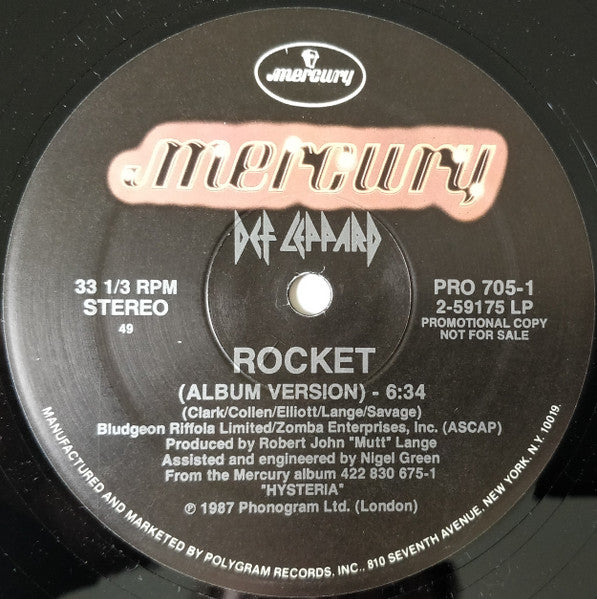 Def Leppard : Rocket (Album Version) / Rocket (Lunar Mix) (12", Promo)