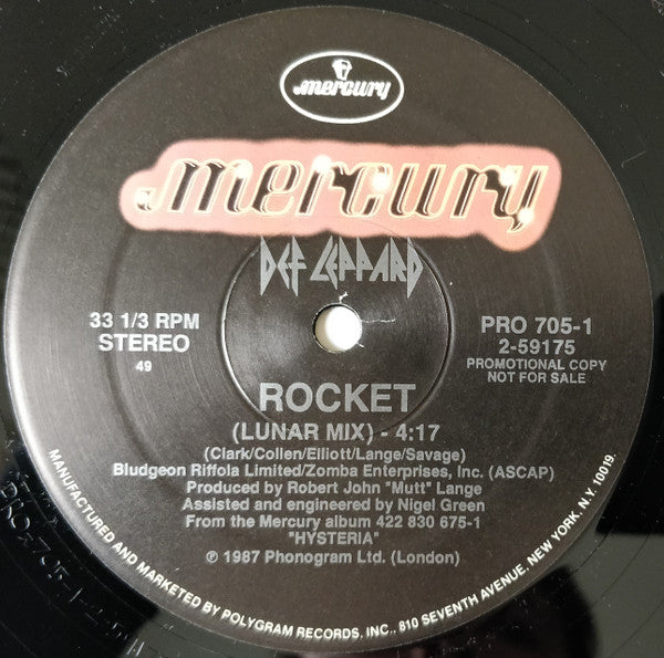 Def Leppard : Rocket (Album Version) / Rocket (Lunar Mix) (12", Promo)