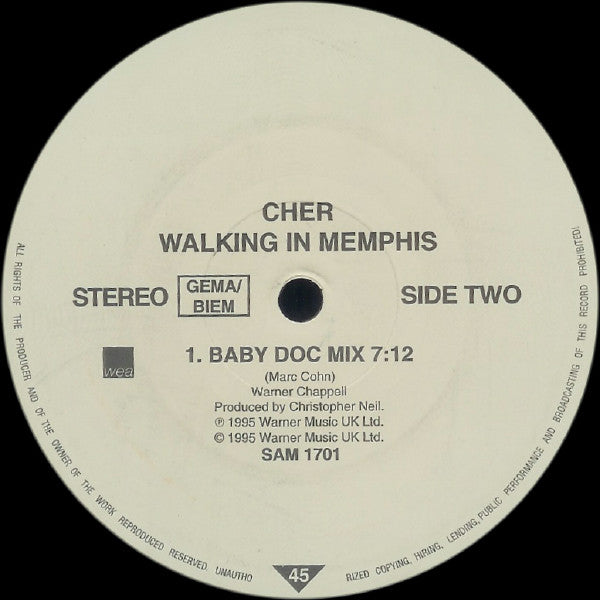 Cher : Walking In Memphis (12", Promo)