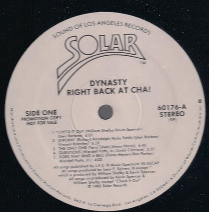 Dynasty : Right Back At Cha! (LP, Album, Promo)