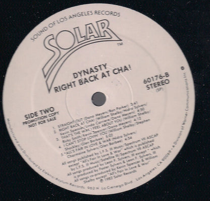 Dynasty : Right Back At Cha! (LP, Album, Promo)