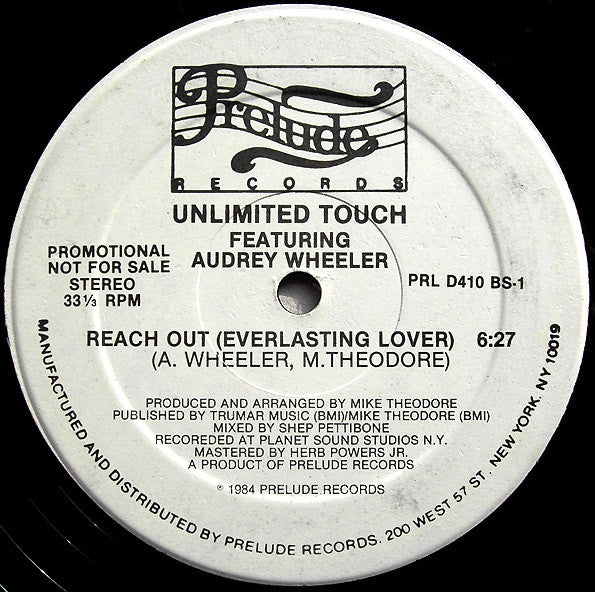 Unlimited Touch Featuring Audrey Wheeler : Reach Out (Everlasting Lover) (12", Promo)