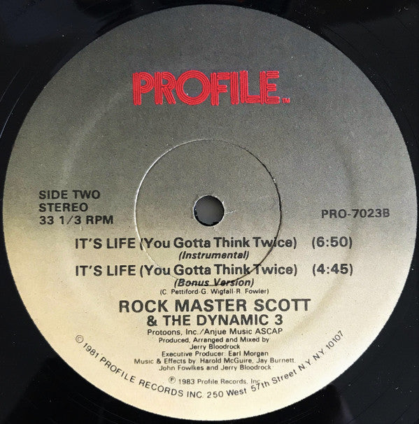 Rock Master Scott & The Dynamic 3* : It's Life (You Gotta Think Twice) (12", Single)