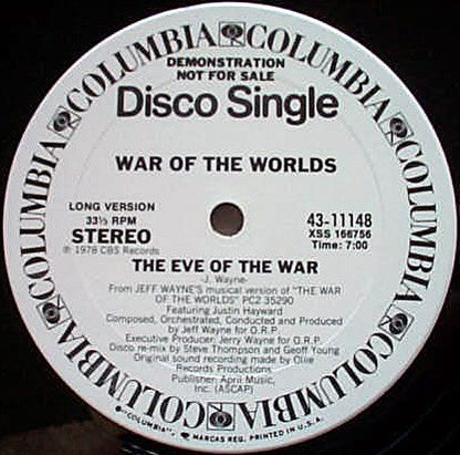 Jeff Wayne : The Eve Of The War (12", Single, Promo, Pit)