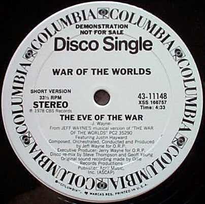 Jeff Wayne : The Eve Of The War (12", Single, Promo, Pit)