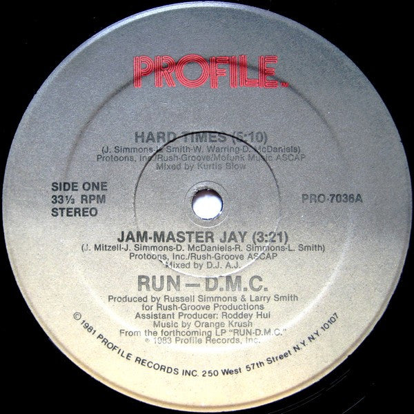 Run-D.M.C.* : Hard Times / Jam-Master Jay (12", Single)