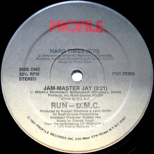 Run-D.M.C.* : Hard Times / Jam-Master Jay (12", Single)