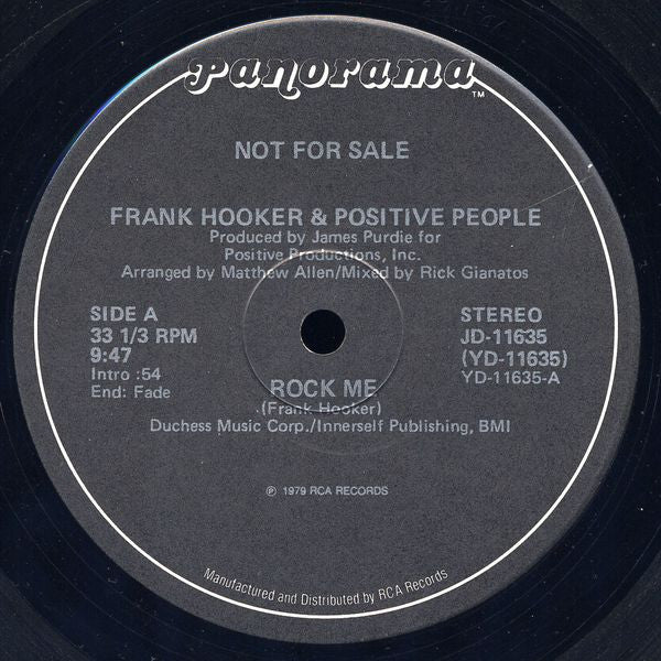 Frank Hooker & Positive People : Rock Me (12", Promo)