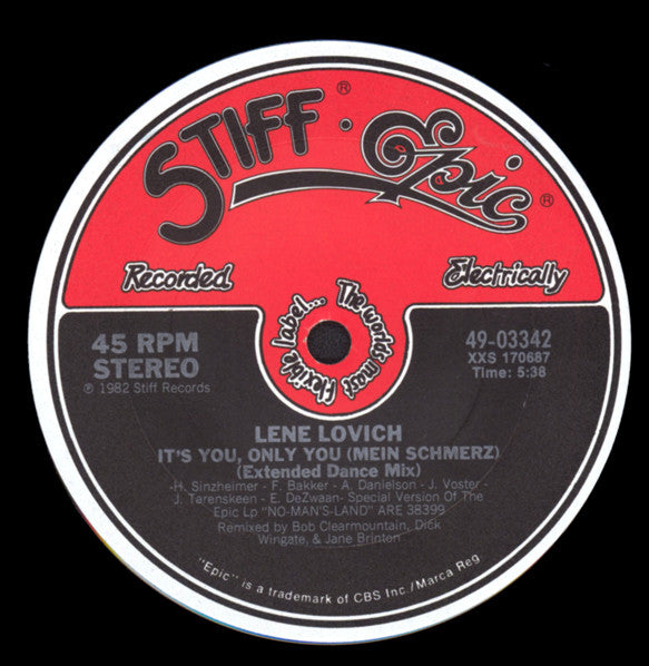 Lene Lovich : It's You, Only You (Mein Schmerz) (12")
