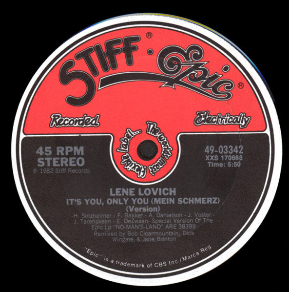 Lene Lovich : It's You, Only You (Mein Schmerz) (12")