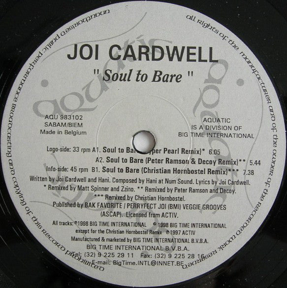 Joi Cardwell : Soul To Bare (12")