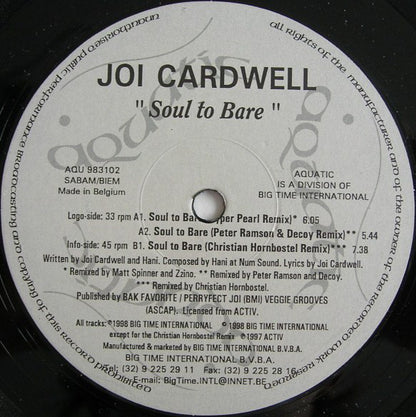 Joi Cardwell : Soul To Bare (12")
