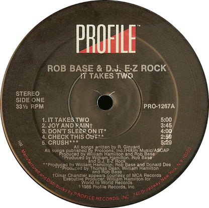 Rob Base & D.J. E-Z Rock* : It Takes Two (LP, Album)
