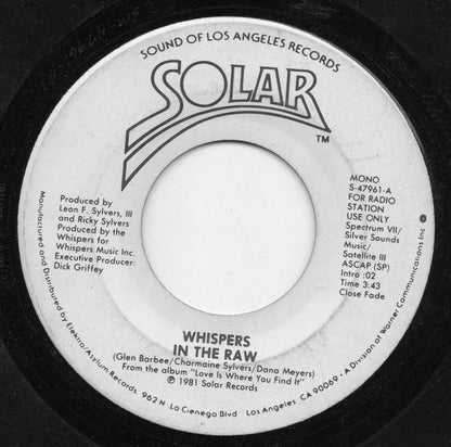The Whispers : In The Raw  (7", Mono, Promo)