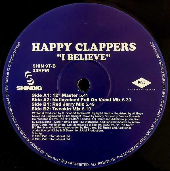 Happy Clappers : I Believe (12", Single, RE)
